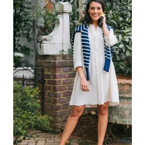 Tuckernuck Royal white Mini Dress Women's medium Button Front Preppy - Picture 1 of 6
